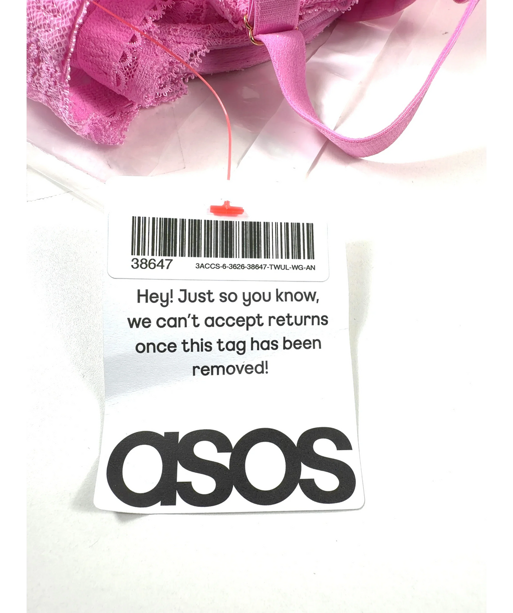 ASOS Pink Fuller Bust Lola Lace Underwired Bra, size UK 36DD — detail