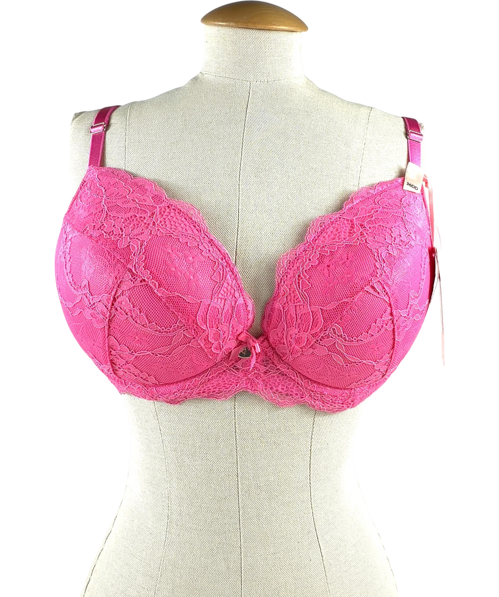 boux avenue Pink Mollie Padded Plunge Bra, size UK 36DD — front