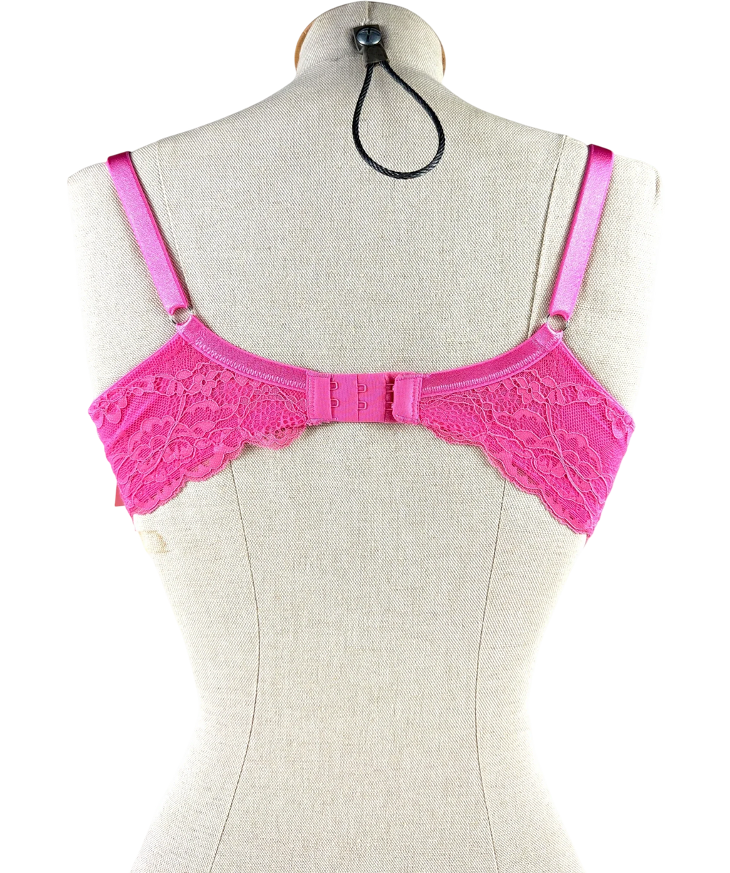 boux avenue Pink Mollie Padded Plunge Bra, size UK 36DD — back