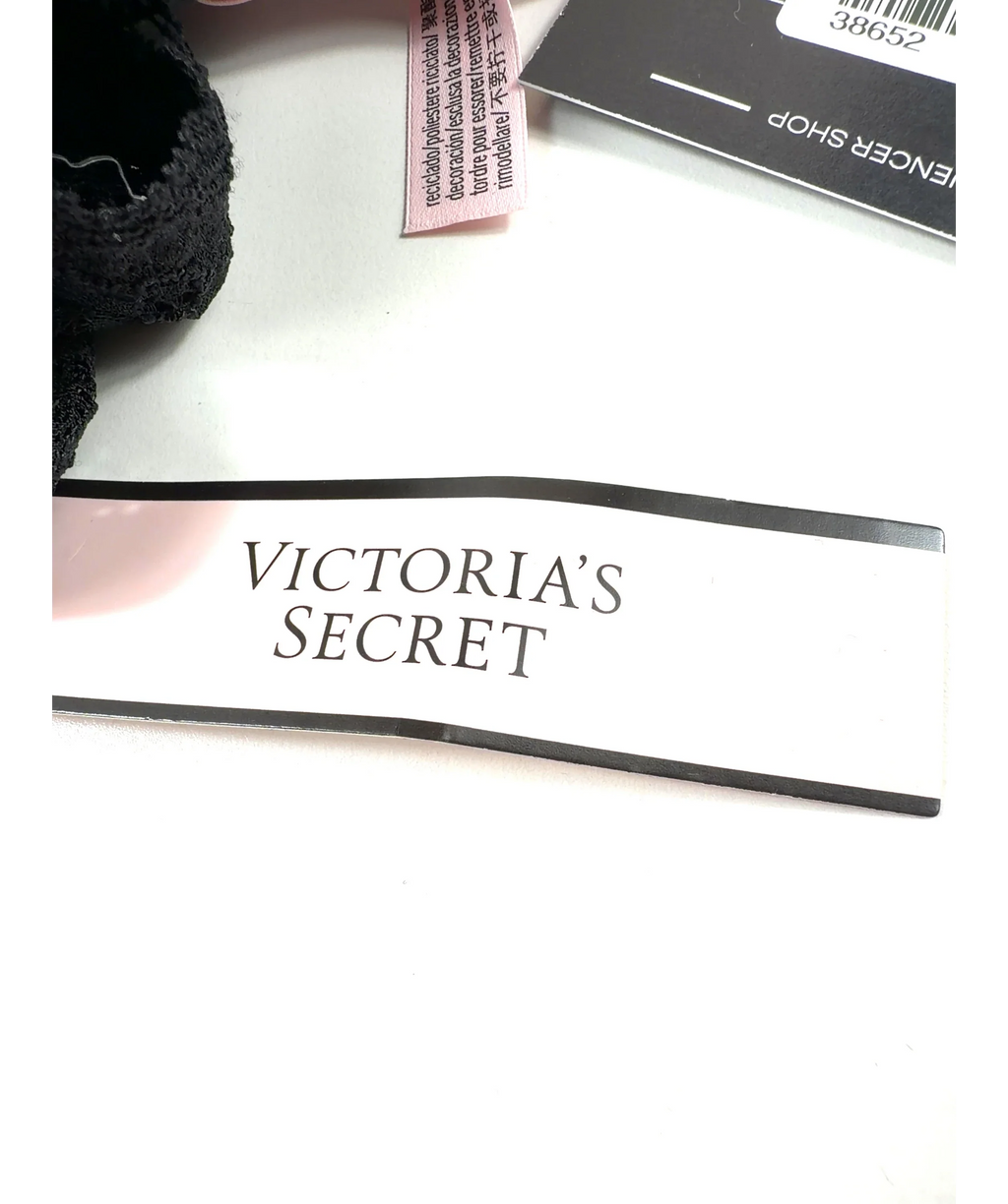 VICTORIA'S SECRET Black Unlined Balcony Lace Bra Black, size UK 36DD — detail