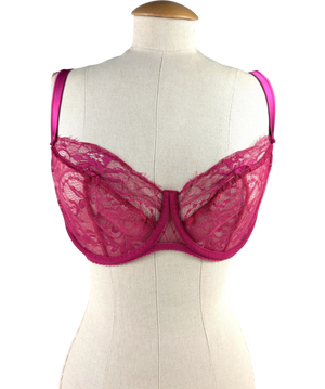 Fleur of England Pink Sheer Lace Balcony Bra UK 36DD