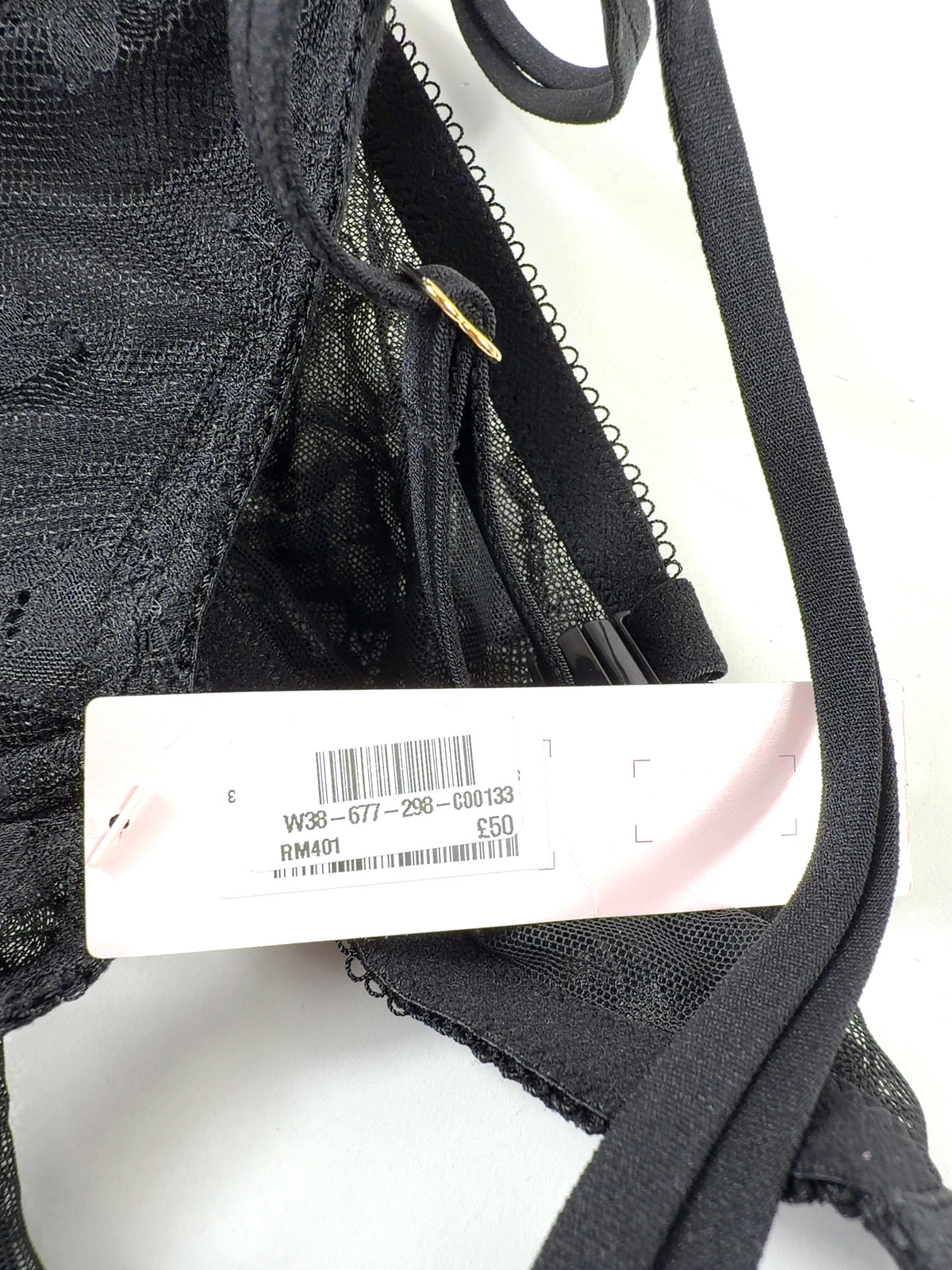 VICTORIA'S SECRET Black Push-Up Lace Bra, size UK 36DD — care label