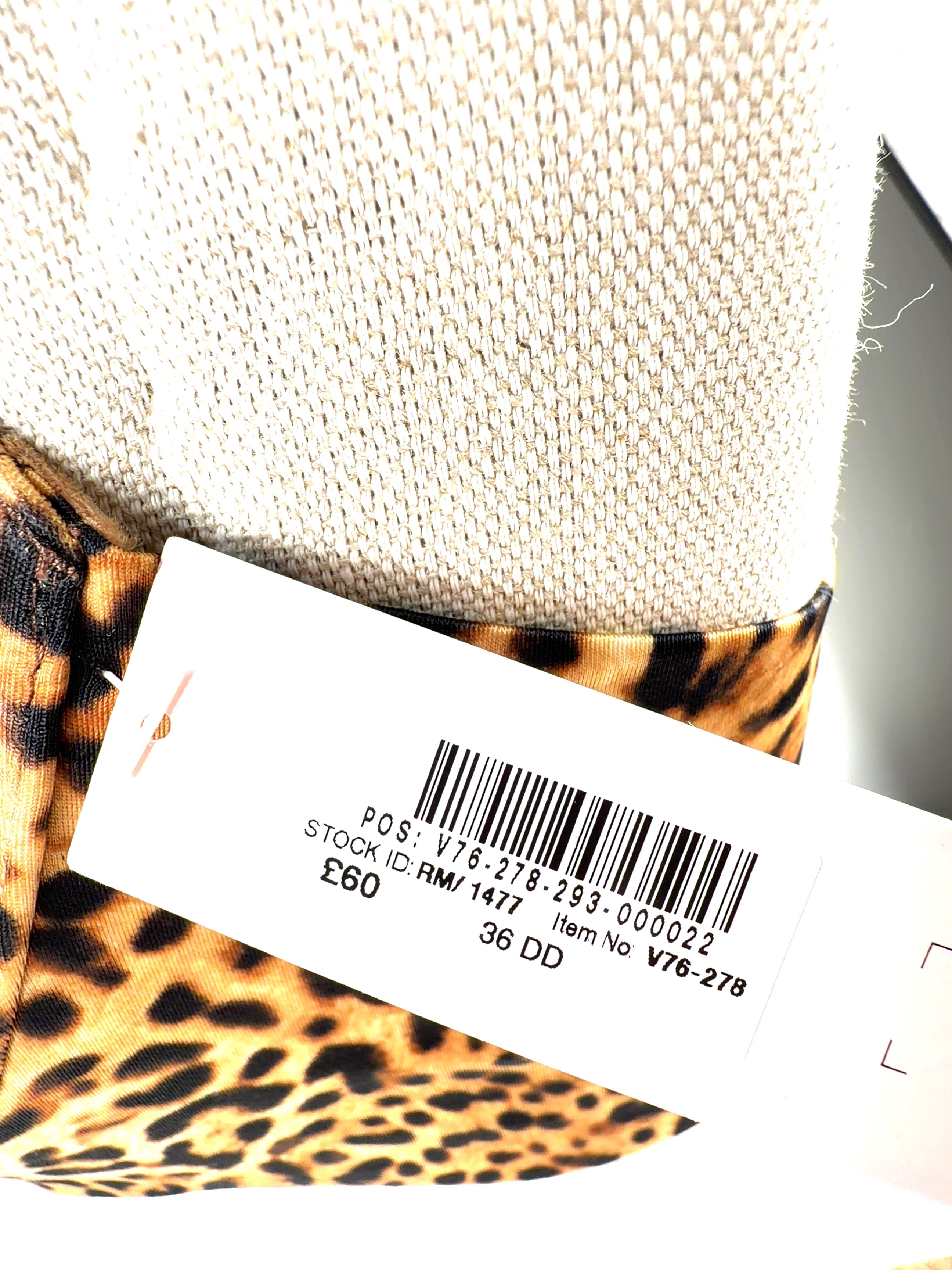VICTORIA'S SECRET Brown Leopard Brown Push Up Shine Strap Bra, size UK 36DD — back