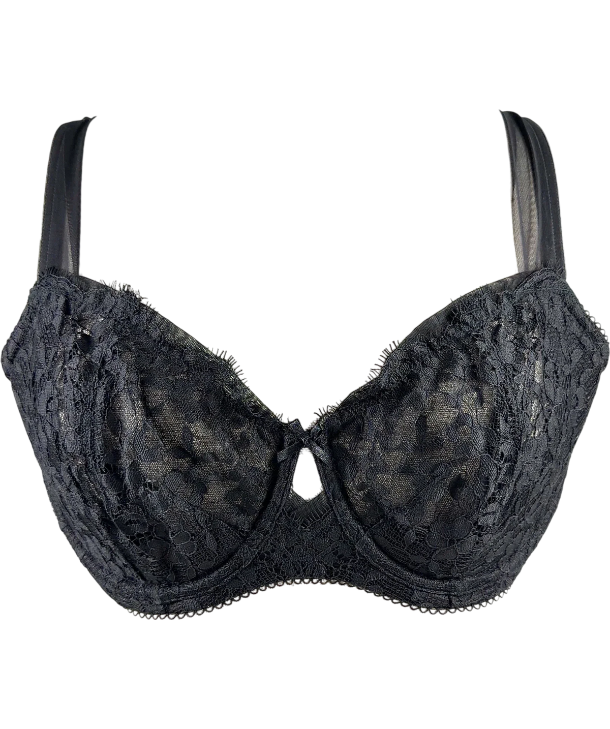 VICTORIA'S SECRET Black Lace Underwire Bra Black UK 36DD — Front