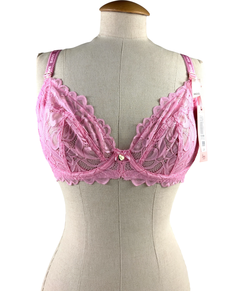 boux avenue Pink HEIDI PLUNGE BRA, size UK 36DD — front