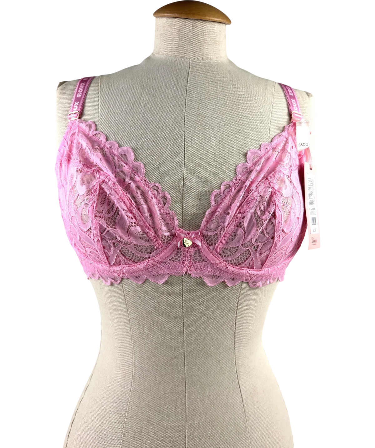 boux avenue Pink HEIDI PLUNGE BRA, size UK 36DD — front