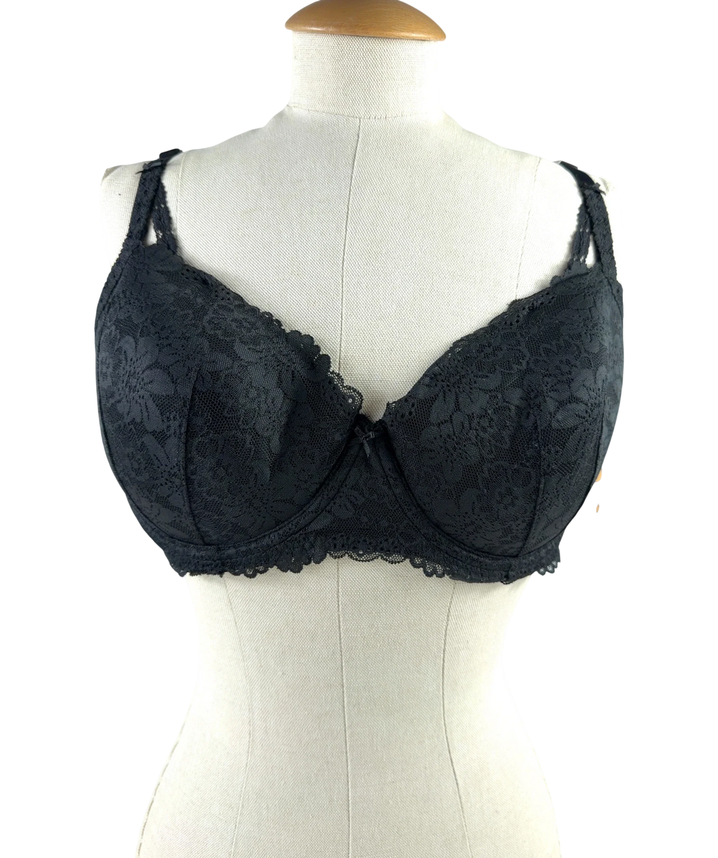 VICTORIA'S SECRET Black Lightly Lined Balconette Bra, size UK 36DD — front