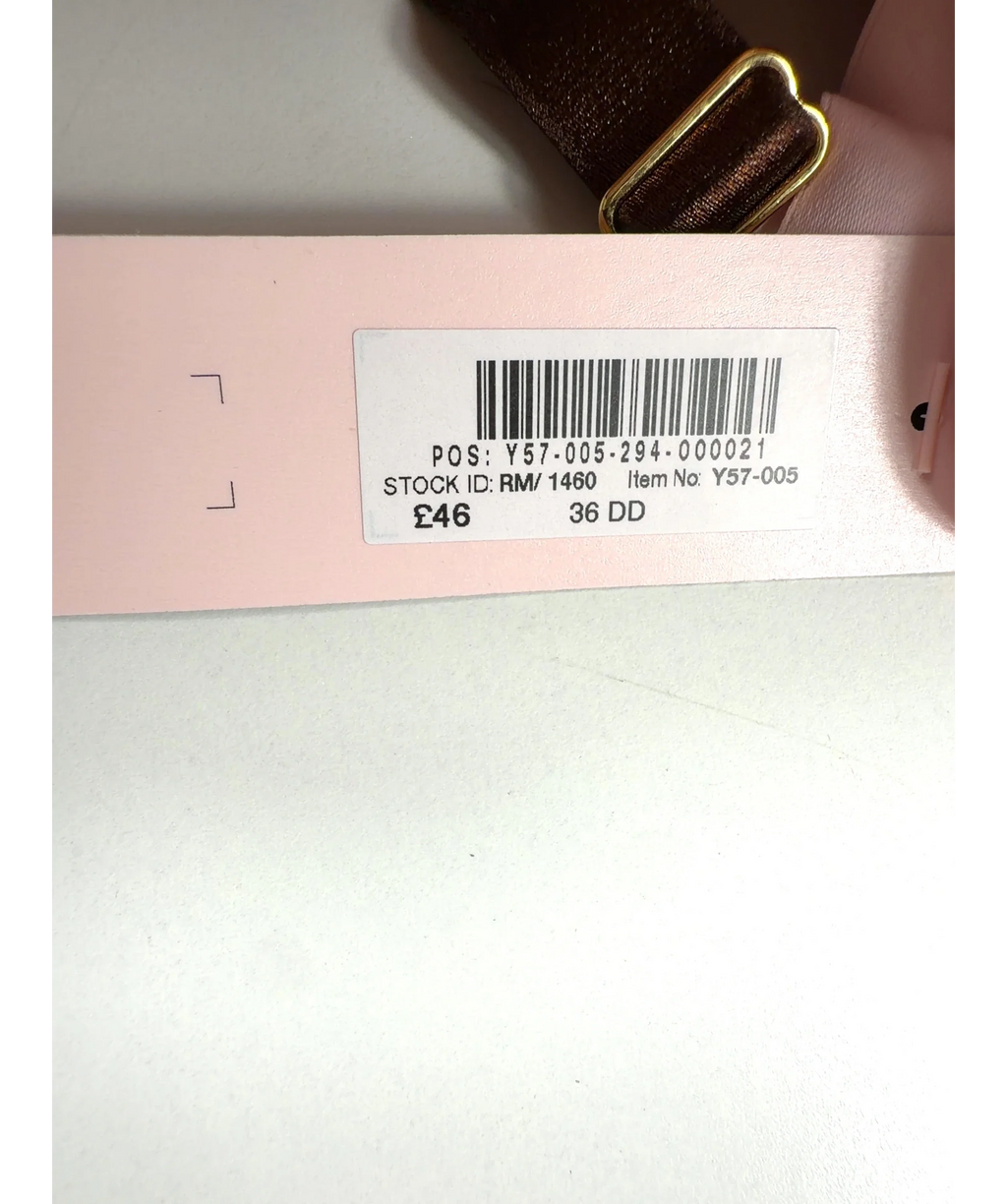 VICTORIA'S SECRET Brown So Obsessed Non-Wired Push-Up Bra, size UK 36DD — care label