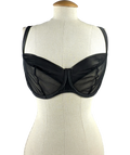 FLEUR OF ENGLAND Black Fleur Du Jour Black Balcony Bra, size UK 36DD — front