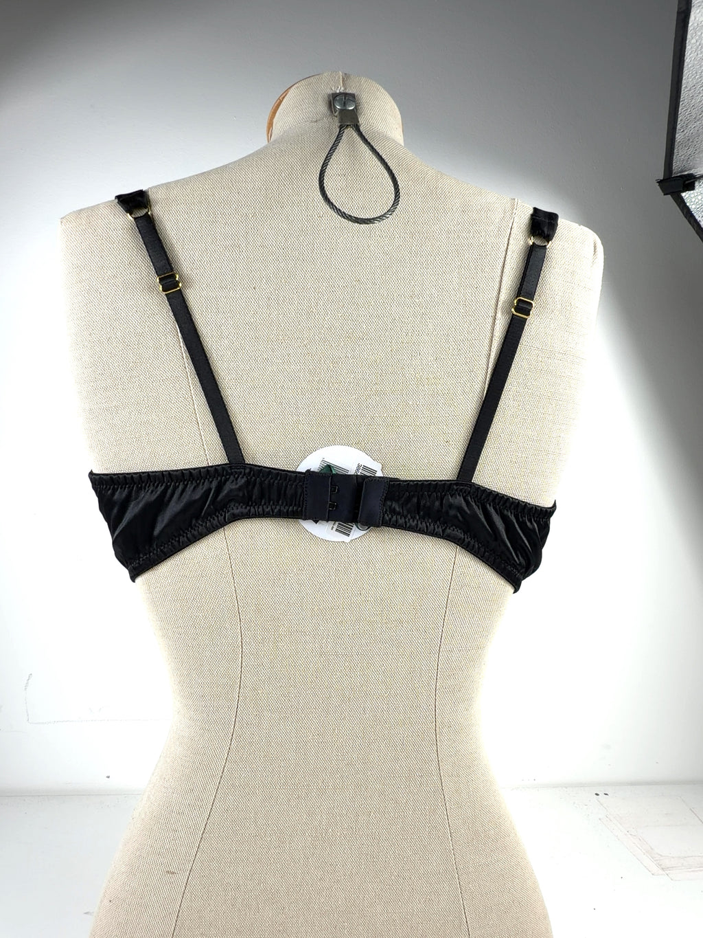 FLEUR OF ENGLAND Black Fleur Du Jour Black Balcony Bra, size UK 36DD — back