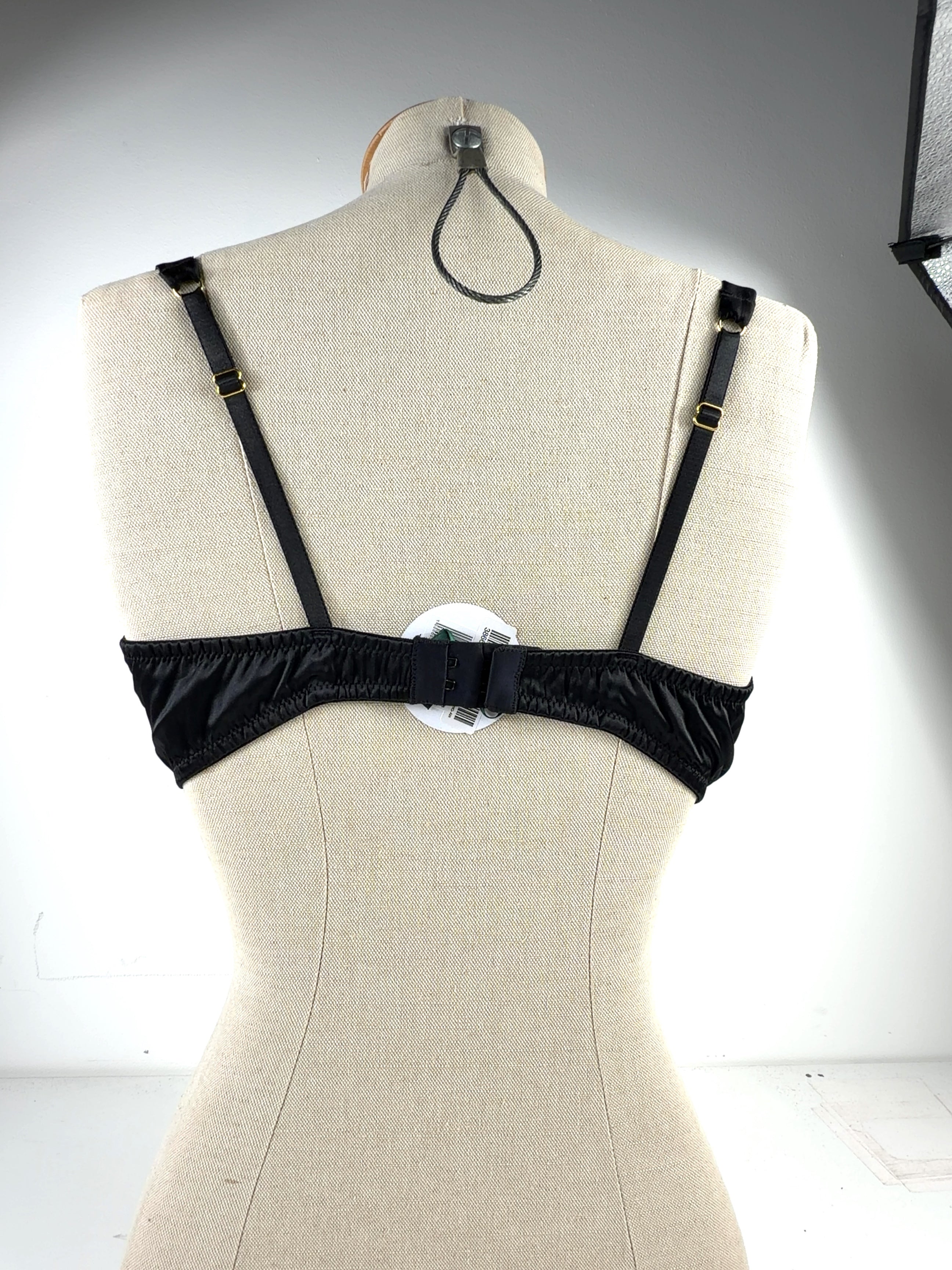 FLEUR OF ENGLAND Black Fleur Du Jour Black Balcony Bra, size UK 36DD — back