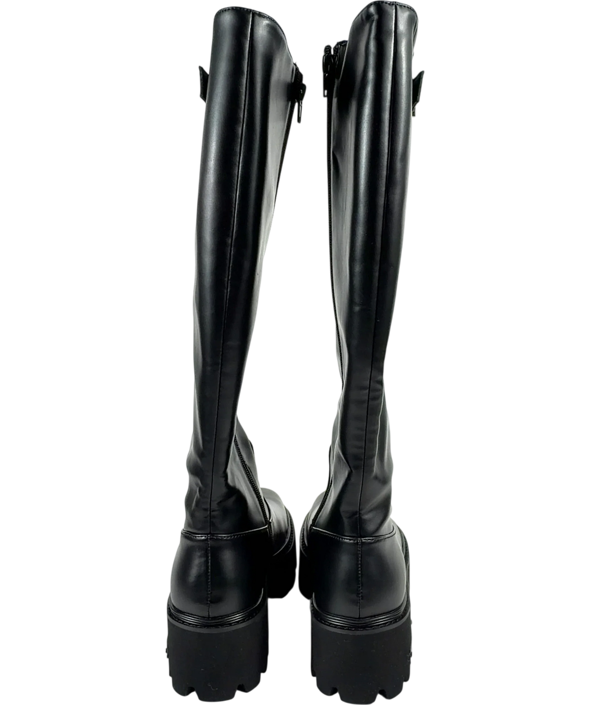 Charles & Keith Black Imogen Side-buckle Chunky Knee-high Boots UK 5 EU 38 — Back