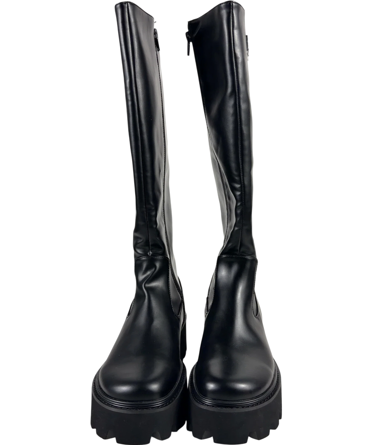 Charles & Keith Black Imogen Side-Buckle Chunky Knee-High Boots, size UK 5 EU 38 👠 — detail