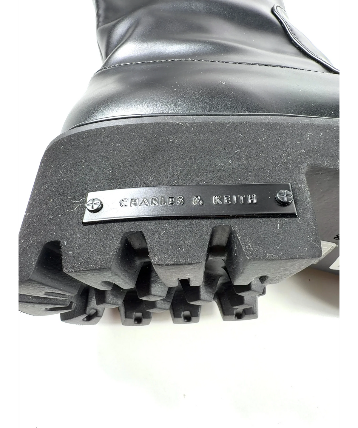 Charles & Keith Black Imogen Side-buckle Chunky Knee-high Boots UK 5 EU 38 — Brand