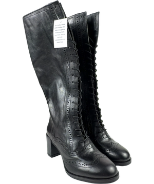 Joe Browns Stand Out Tall Leather Lace Up Boots Black UK 5