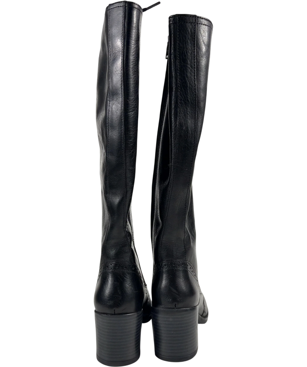 Joe Browns Stand Out Tall Leather Lace Up Boots Black UK 5 — Back