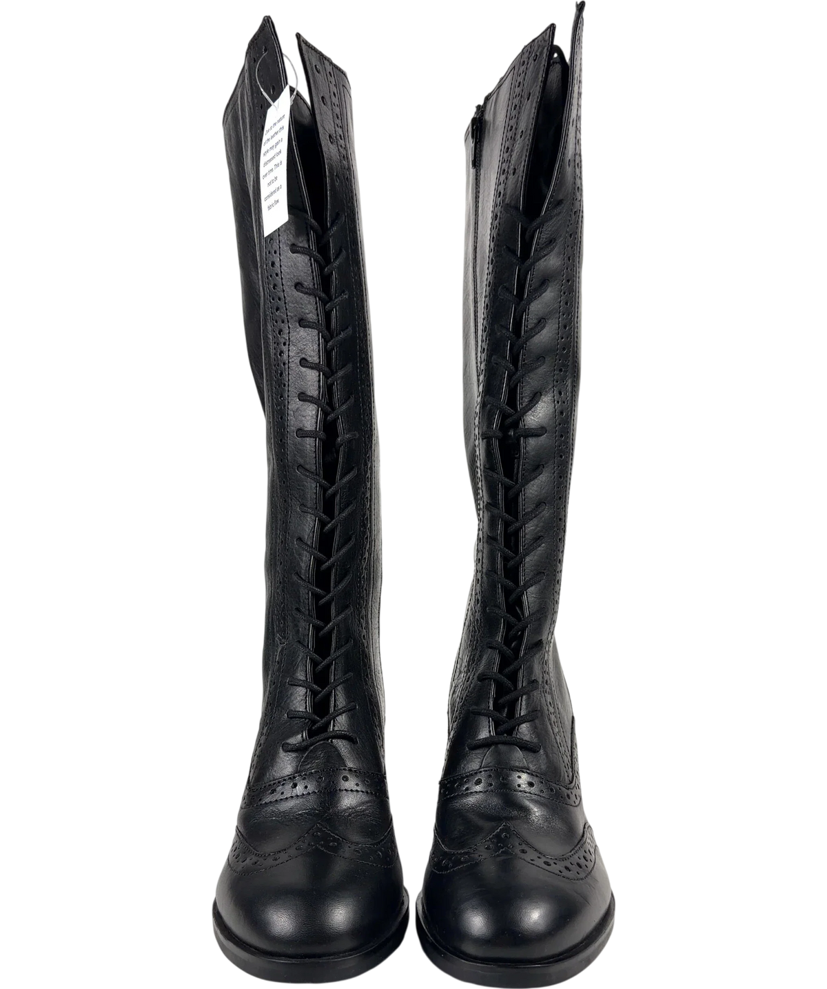 Joe Browns Stand Out Tall Leather Lace Up Boots Black UK 5 — Front (both, face on)