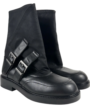 Charles & Keith Double-Buckle Calf Boots Black UK 5