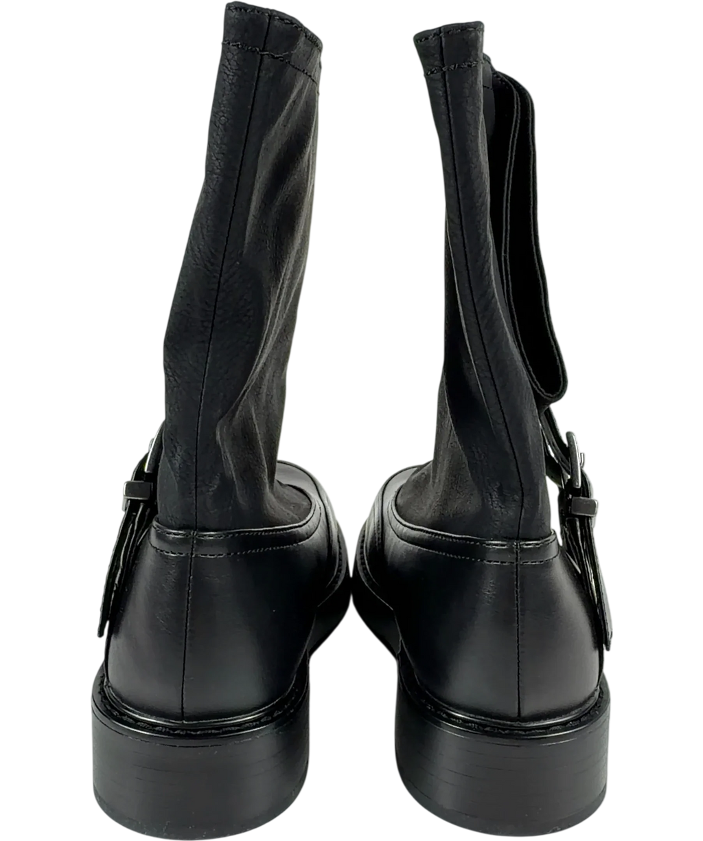 Charles & Keith Black double-buckle calf boots, size UK 5 EU 38 👠 — back
