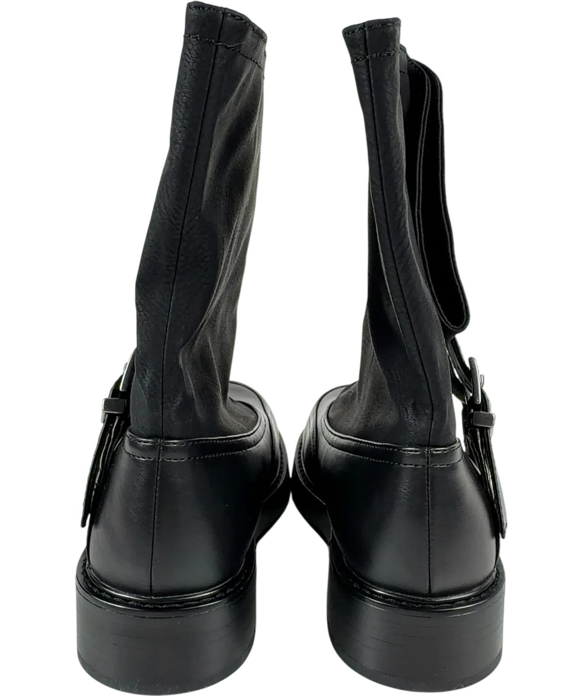 Charles & Keith Black double-buckle calf boots, size UK 5 EU 38 👠 — back