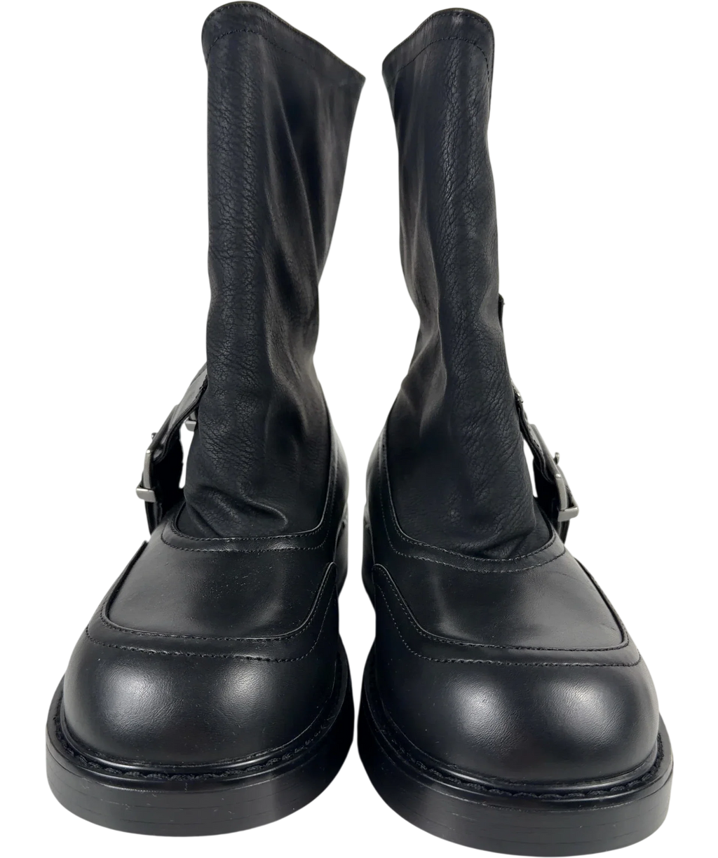 Charles & Keith Black double-buckle calf boots, size UK 5 EU 38 👠 — detail