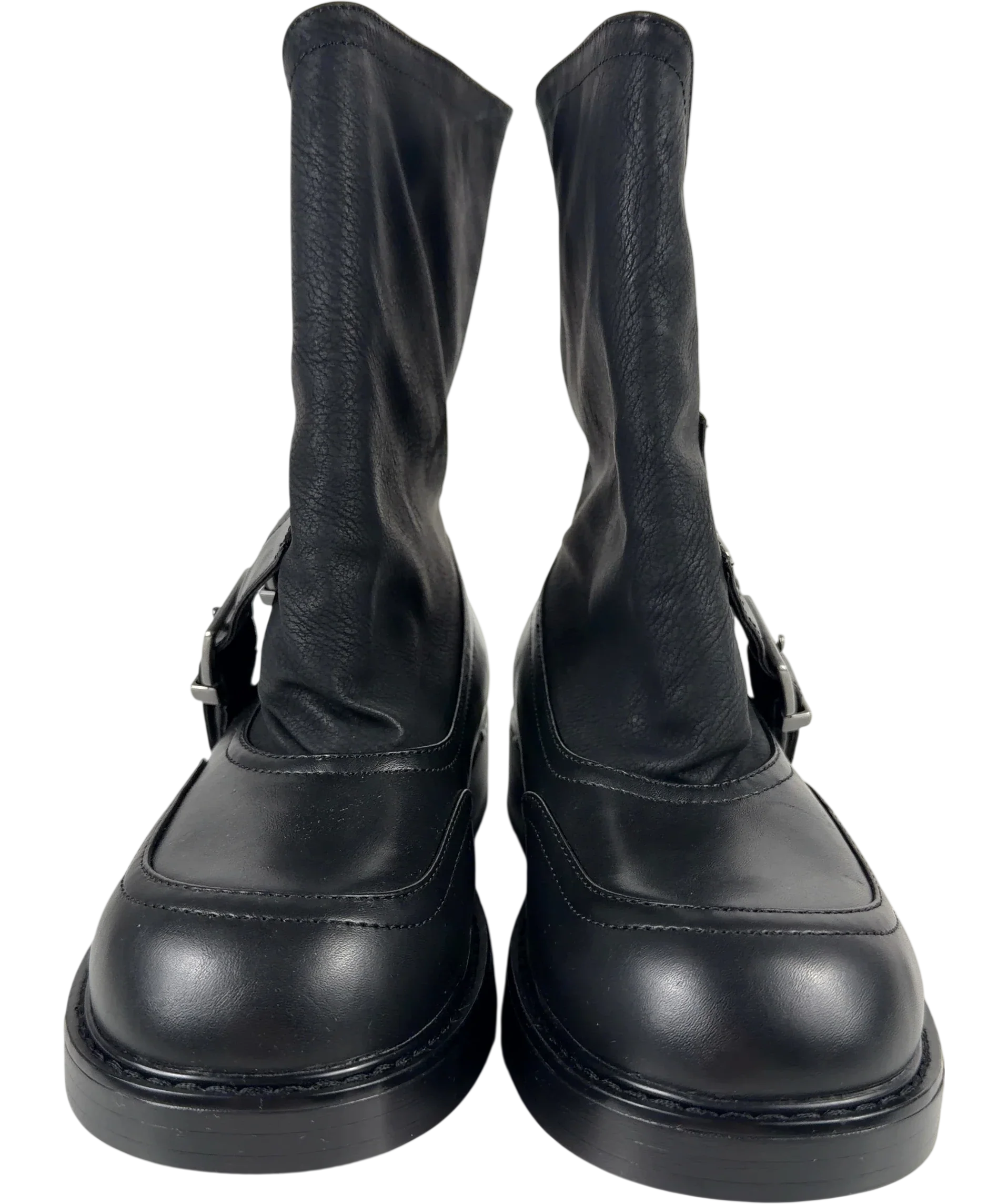 Charles & Keith Black double-buckle calf boots, size UK 5 EU 38 👠 — detail
