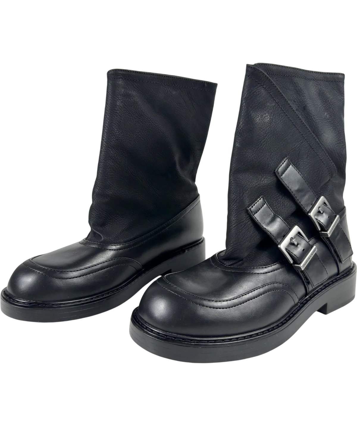Charles & Keith Double-Buckle Calf Boots Black UK 5 — Side (both)