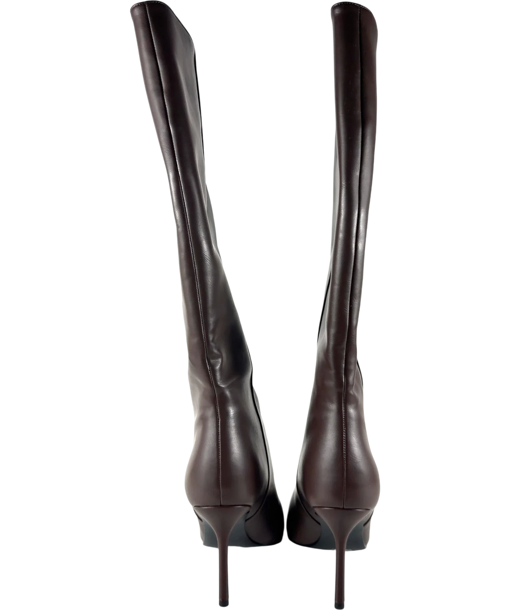 Charles & Keith Brown Pointed Stiletto Boots UK 8 — Back