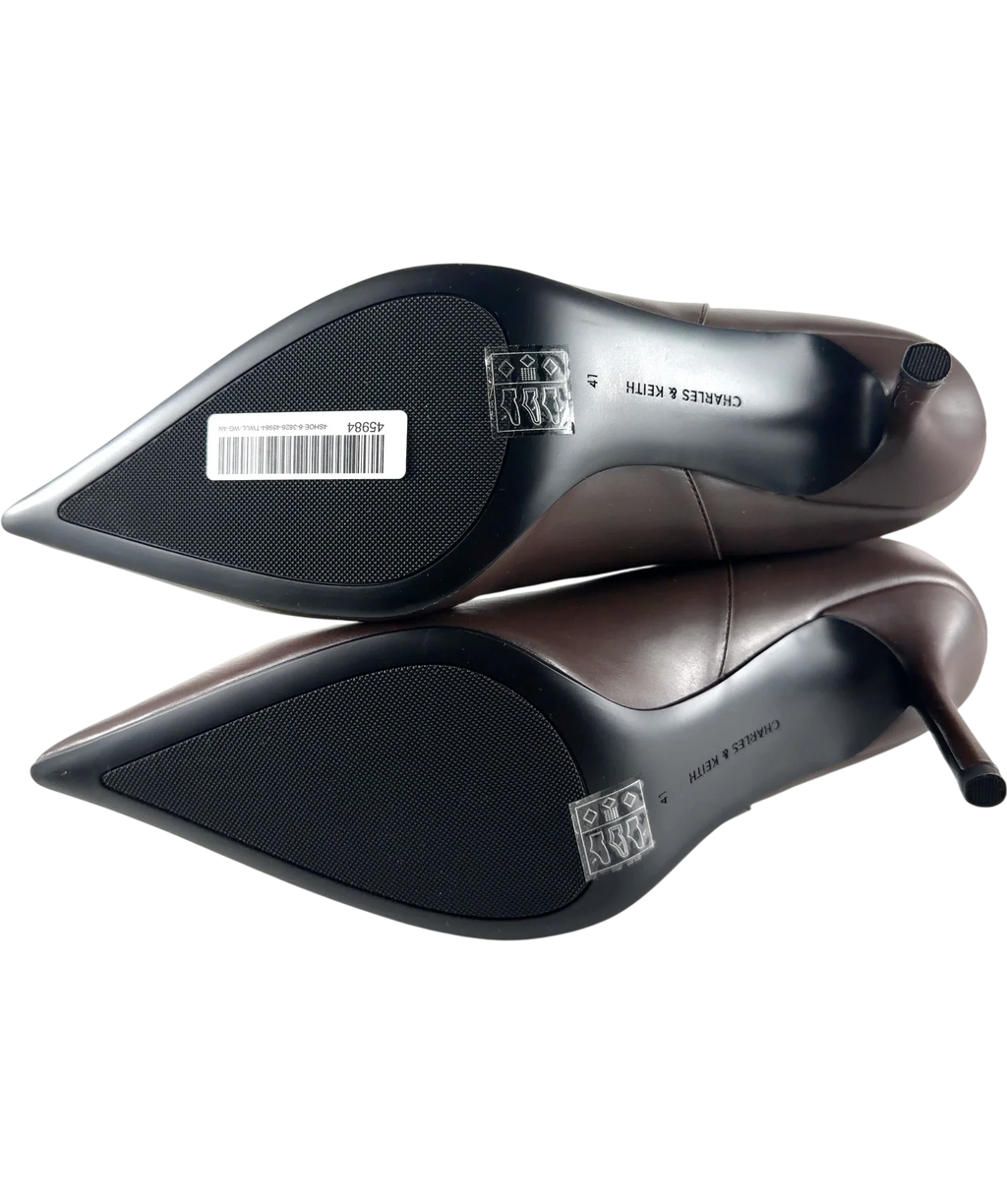Charles & Keith Brown Pointed Stiletto Boots UK 8 — Sole