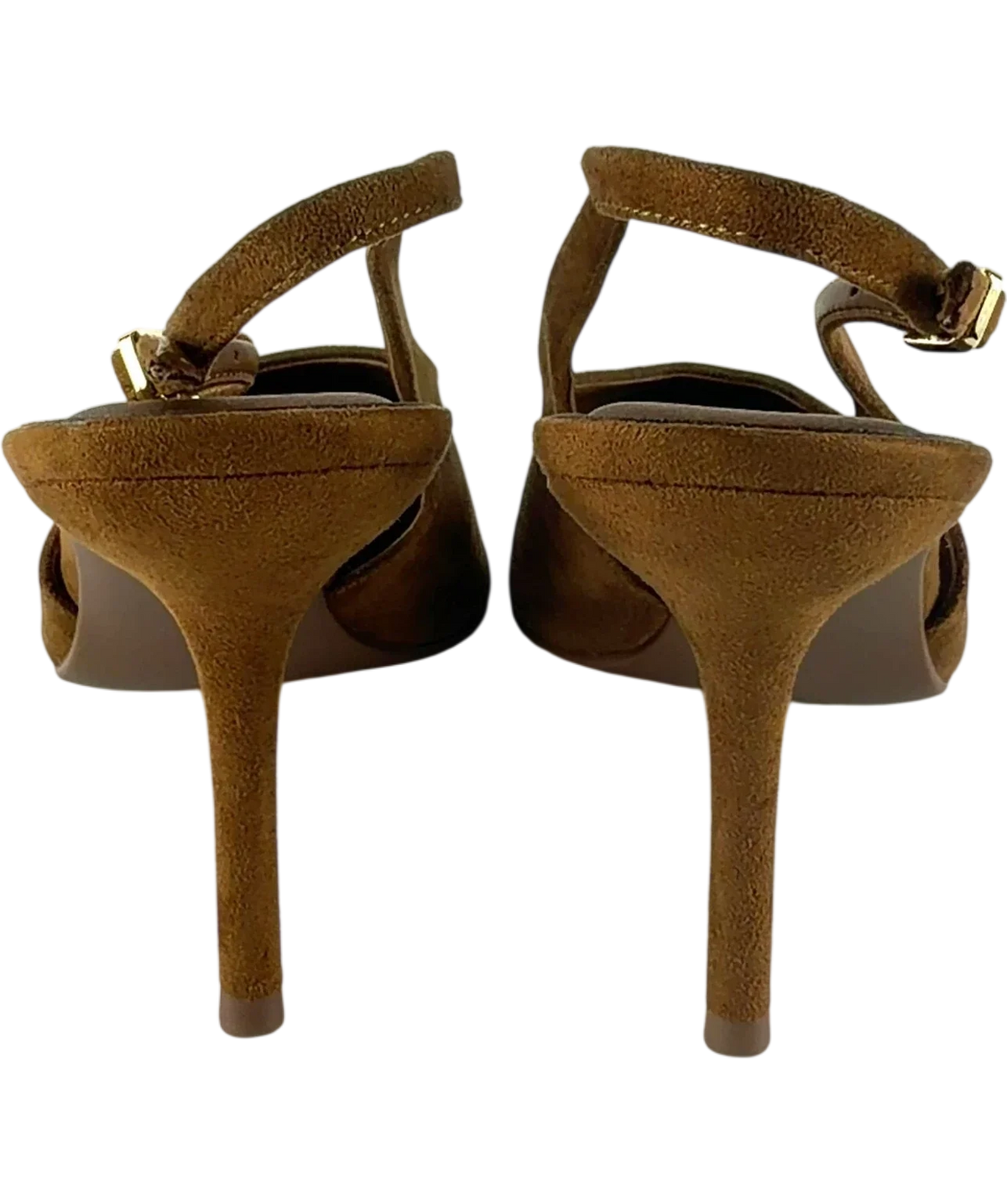 Charles & Keith Brown Suede Pointed Slingback Heels UK 8 — Back