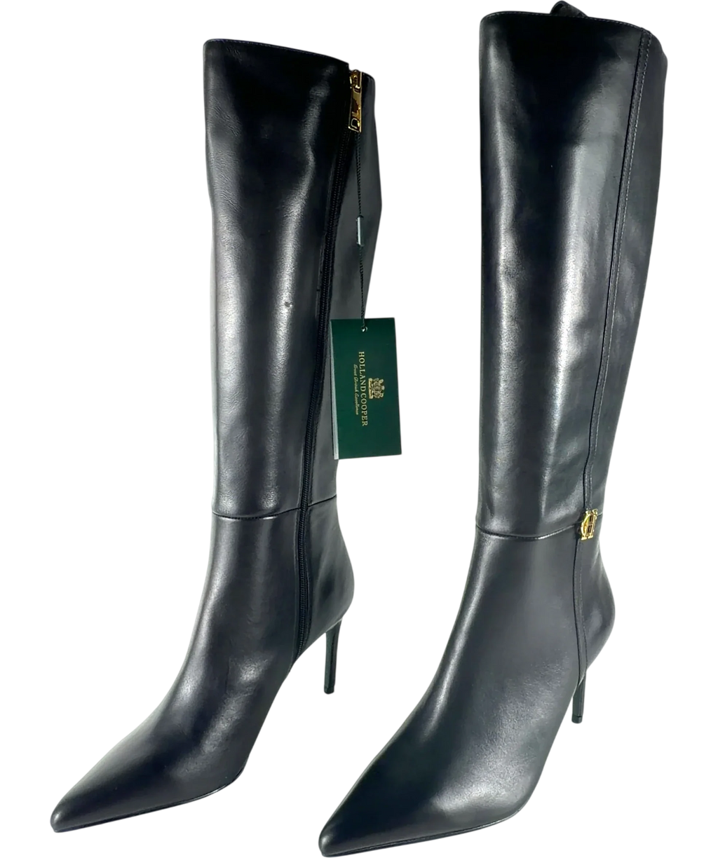 HOLLAND COOPER Black London Heel Boot, size UK 8 EU 41 👠 — label