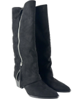 Charles & Keith Black faux-suede slouchy knee-high boots, size UK 5 EU 38 👠 — front