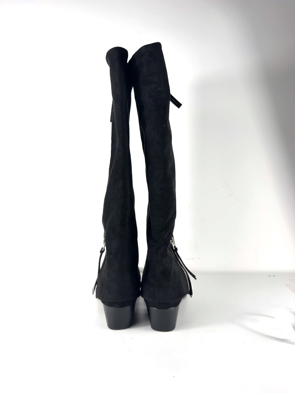 Charles & Keith Black faux-suede slouchy knee-high boots, size UK 5 EU 38 👠 — back