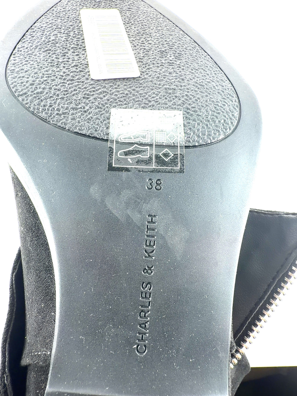 Charles & Keith Black faux-suede slouchy knee-high boots, size UK 5 EU 38 👠 — additional view