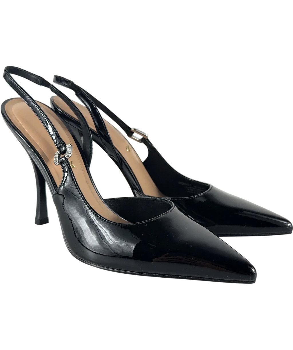 Charles & Keith Black Patent Pointed Slingback Pumps, size UK 5 EU 38 👠 — front