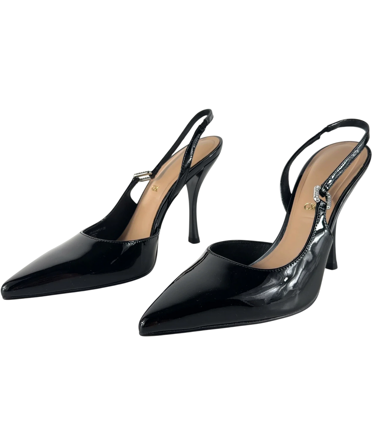 Charles & Keith Black Patent Pointed Slingback Pumps, size UK 5 EU 38 👠 — label
