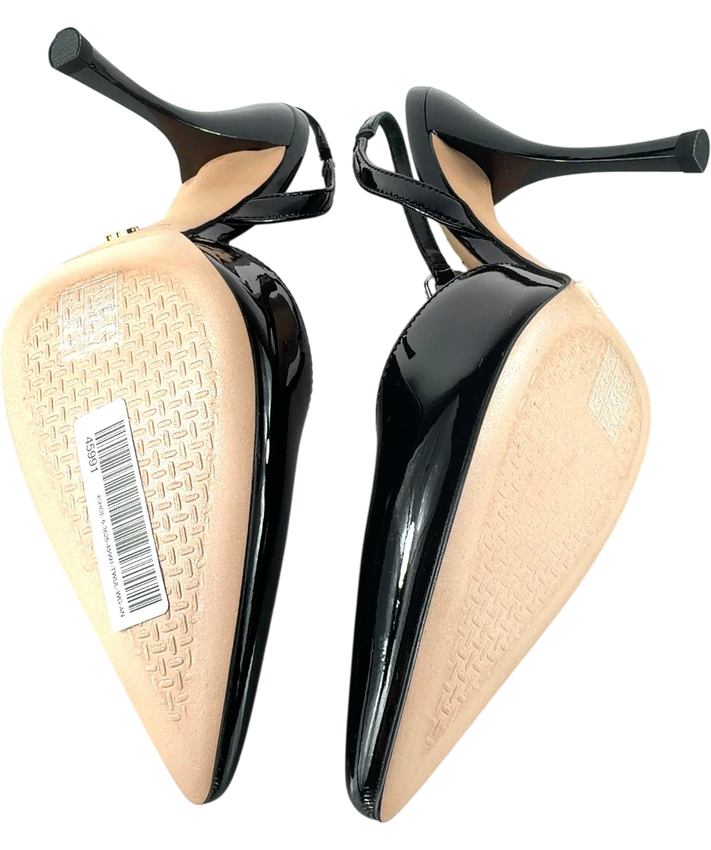 Charles & Keith Patent Pointed Slingback Pumps Black UK 5 — Sole