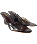 SIMMI Brown Belize Brown Patent Mule Wedges, size UK 5 EU 38 👠 — front