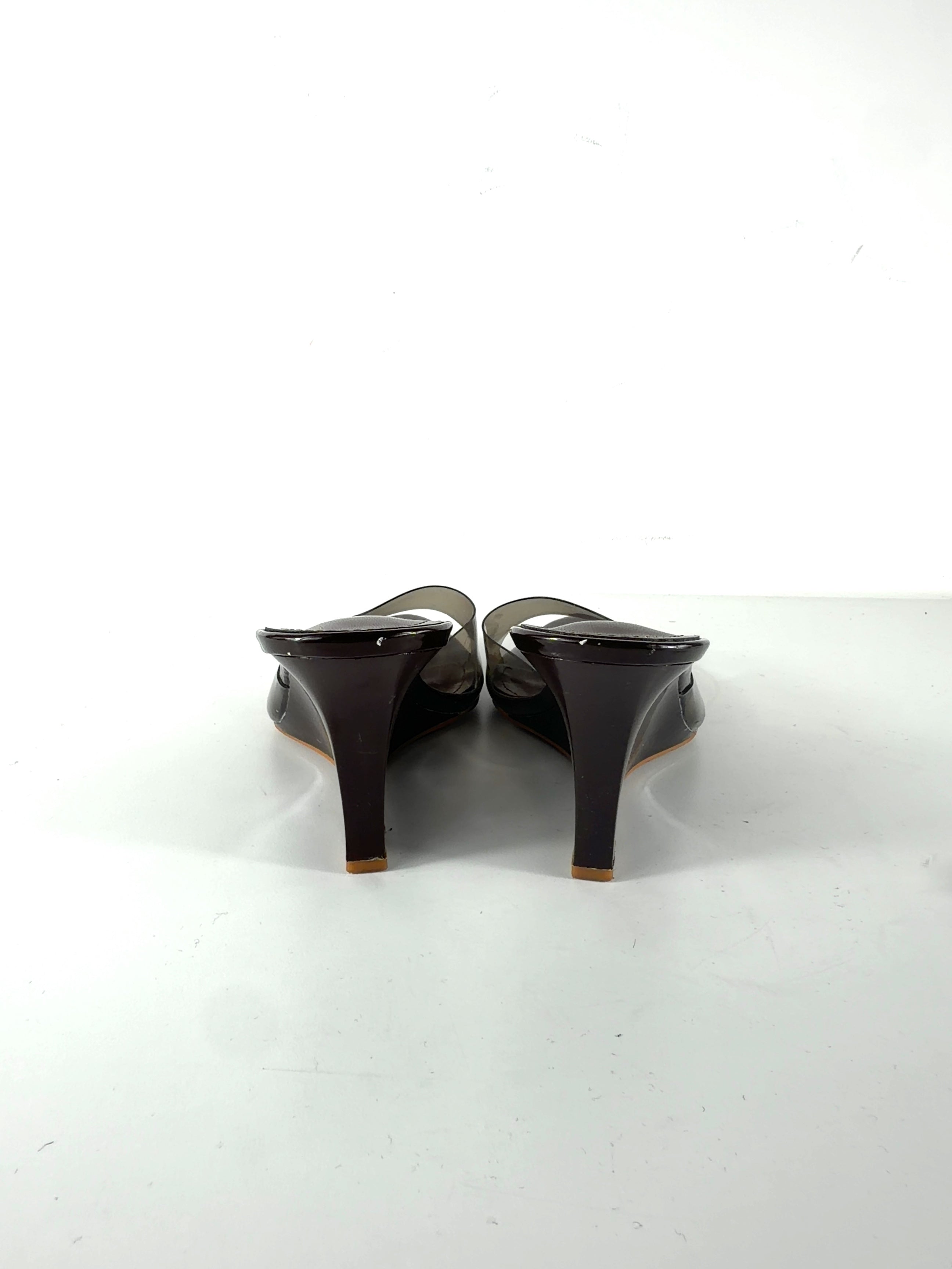 SIMMI Brown Belize Brown Patent Mule Wedges, size UK 5 EU 38 👠 — back