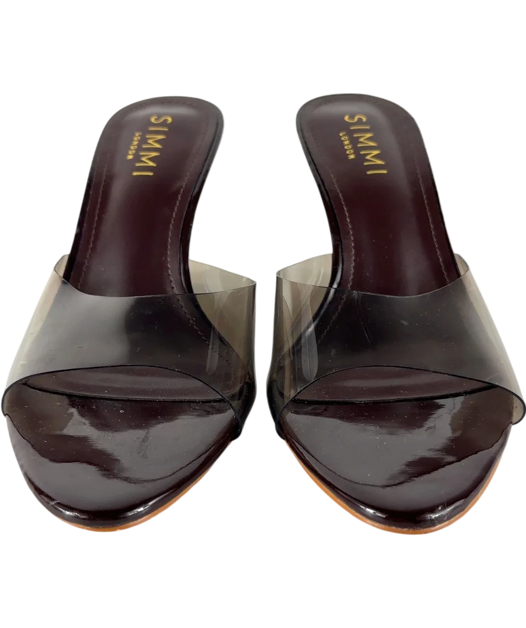 SIMMI Brown Belize Brown Patent Mule Wedges, size UK 5 EU 38 👠 — detail