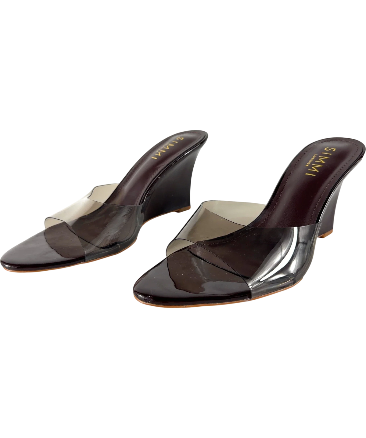 SIMMI Belize Mule Wedges Brown UK 5 — Side (both)