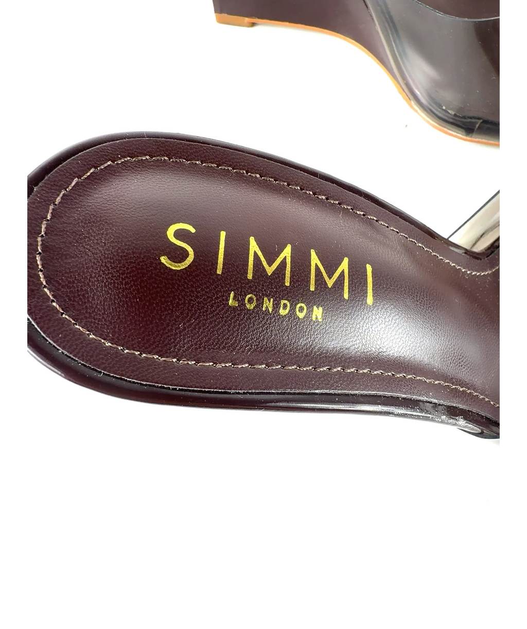 SIMMI Brown Belize Brown Patent Mule Wedges, size UK 5 EU 38 👠 — care label