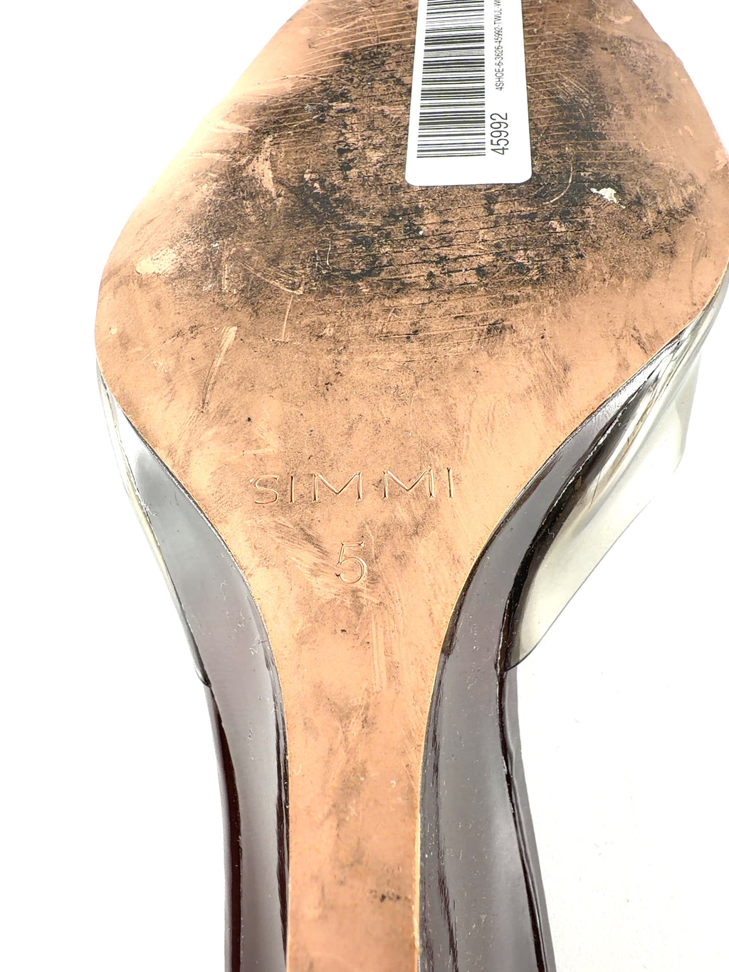 SIMMI Brown Belize Brown Patent Mule Wedges, size UK 5 EU 38 👠 — fabric detail