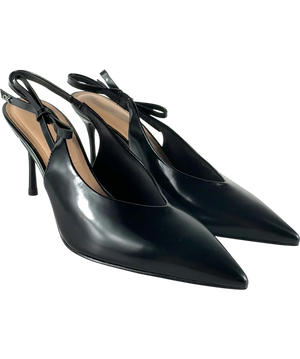 Charles & Keith Black Pointed Slingback Heels UK 5