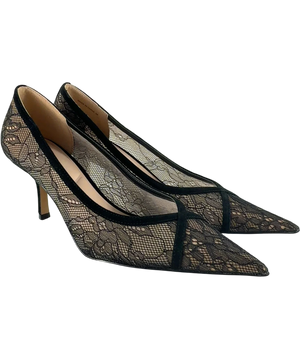 Dune Ascend Black Lace Kitten Heel Shoes UK 6