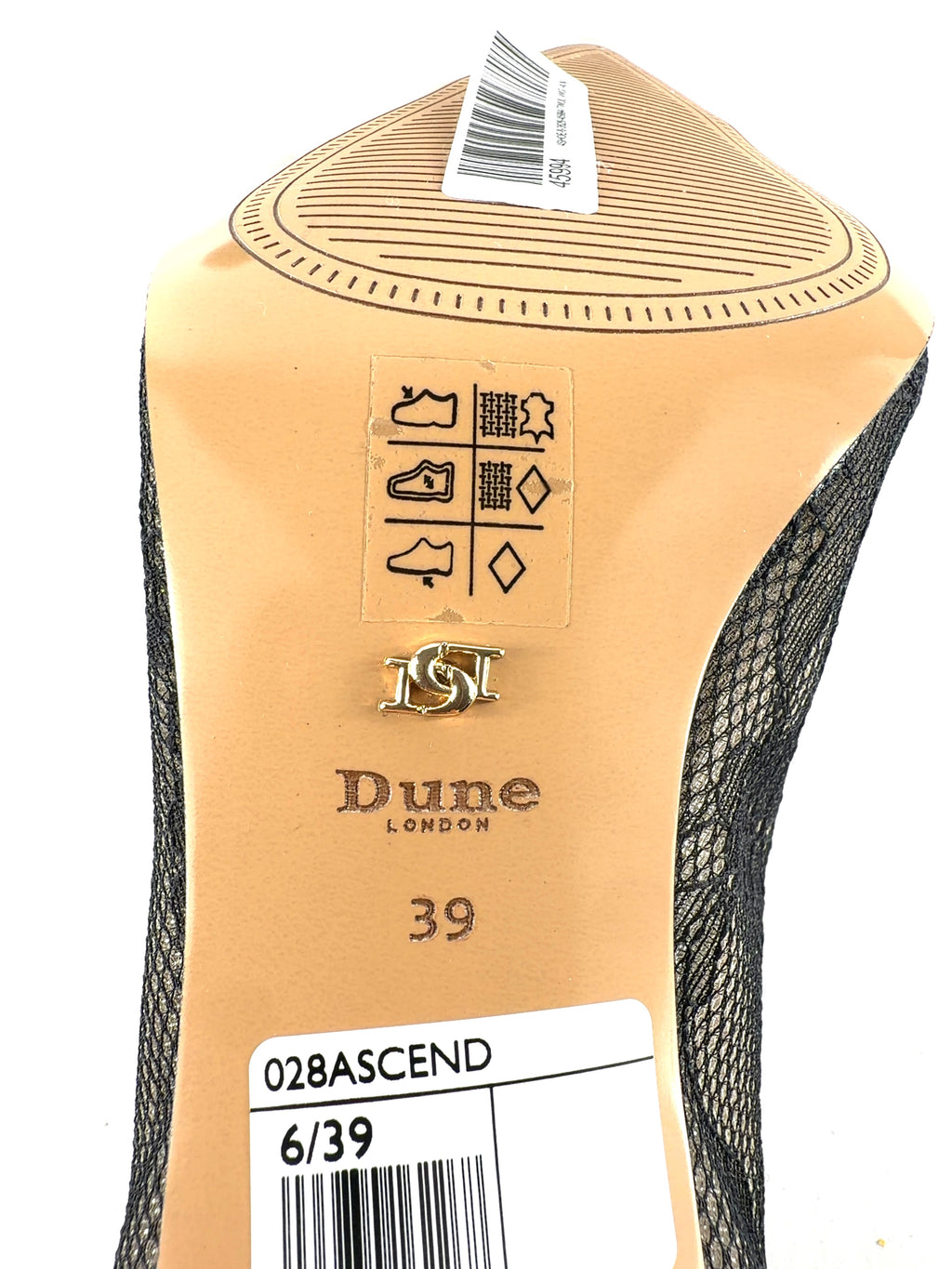 Dune Black Ascend, size UK 6 EU 39 👠 — care label