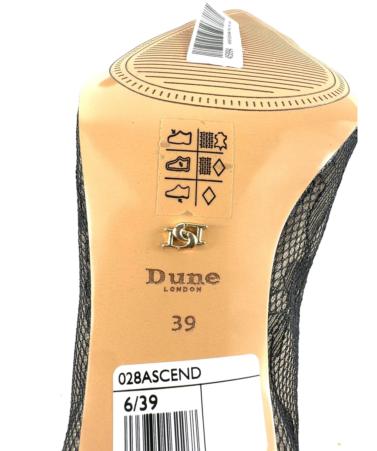 Dune Ascend Black Lace Kitten Heel Shoes UK 6 — Size