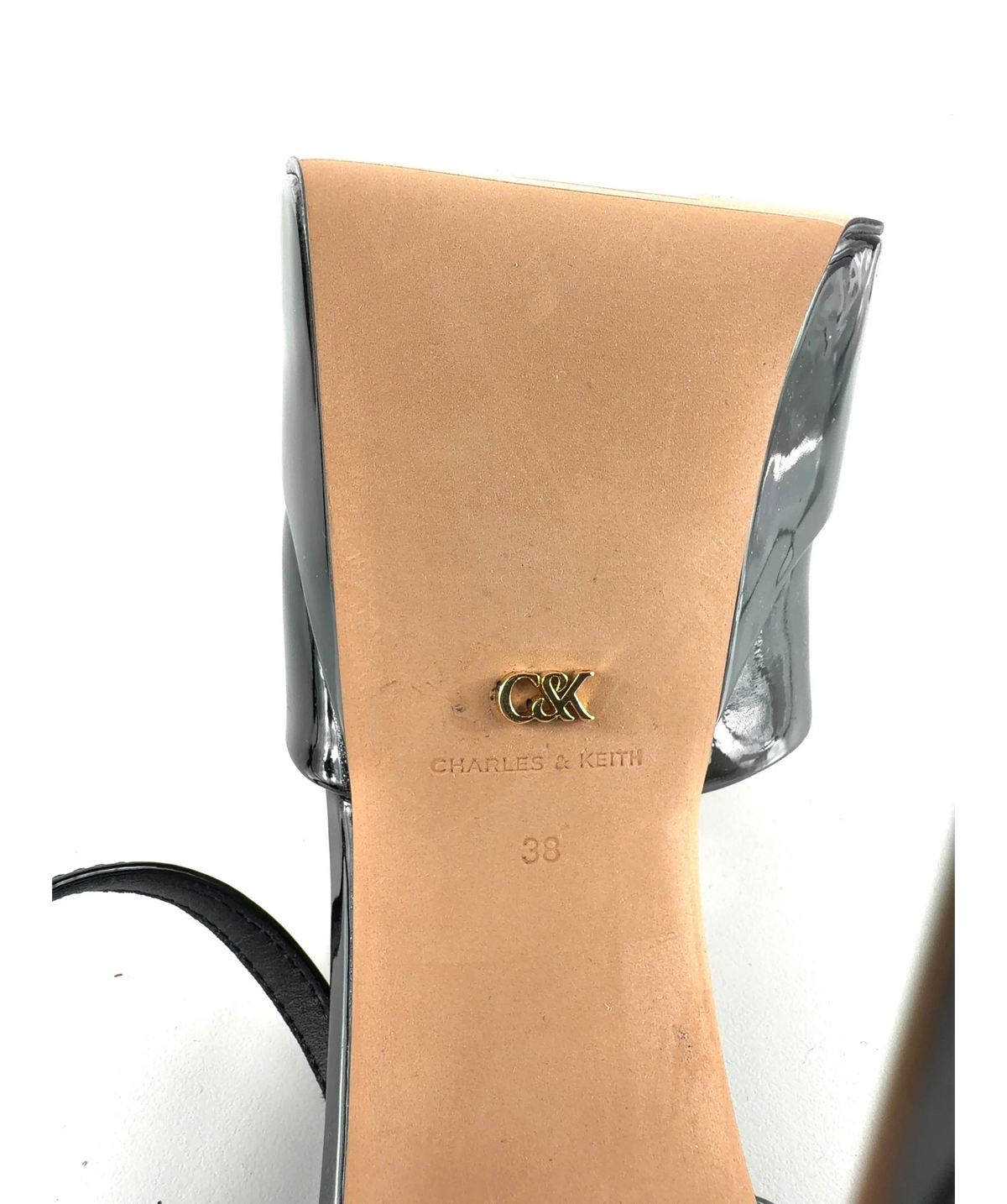 Charles & Keith Francesca Patent Leather Platform Heels Black UK 5 — Size