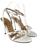 Charles & Keith White Jessy Bow Ankle-Strap Stiletto-Heel Sandals, size UK 5 EU 38 👠 — front