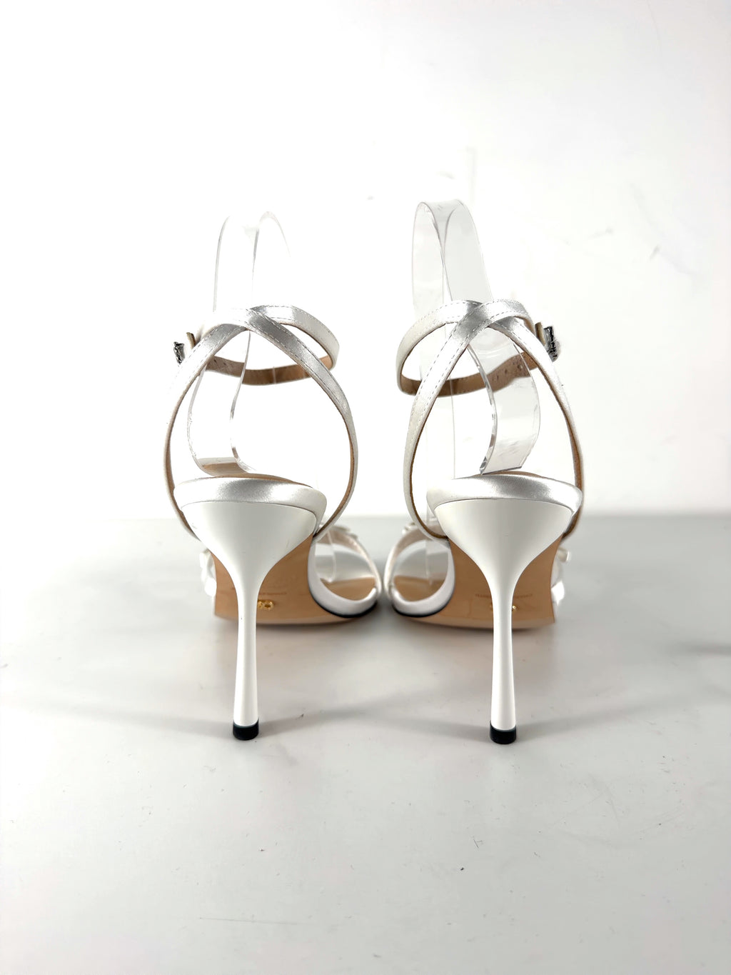 Charles & Keith White Jessy Bow Ankle-Strap Stiletto-Heel Sandals, size UK 5 EU 38 👠 — back